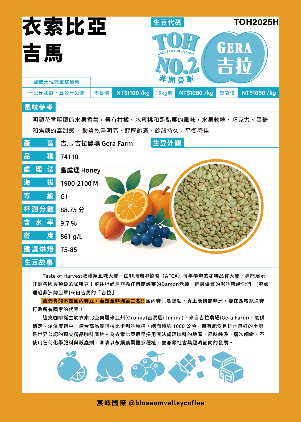 衣索比亞 吉馬 吉拉 蜜處理 TOH總亞軍