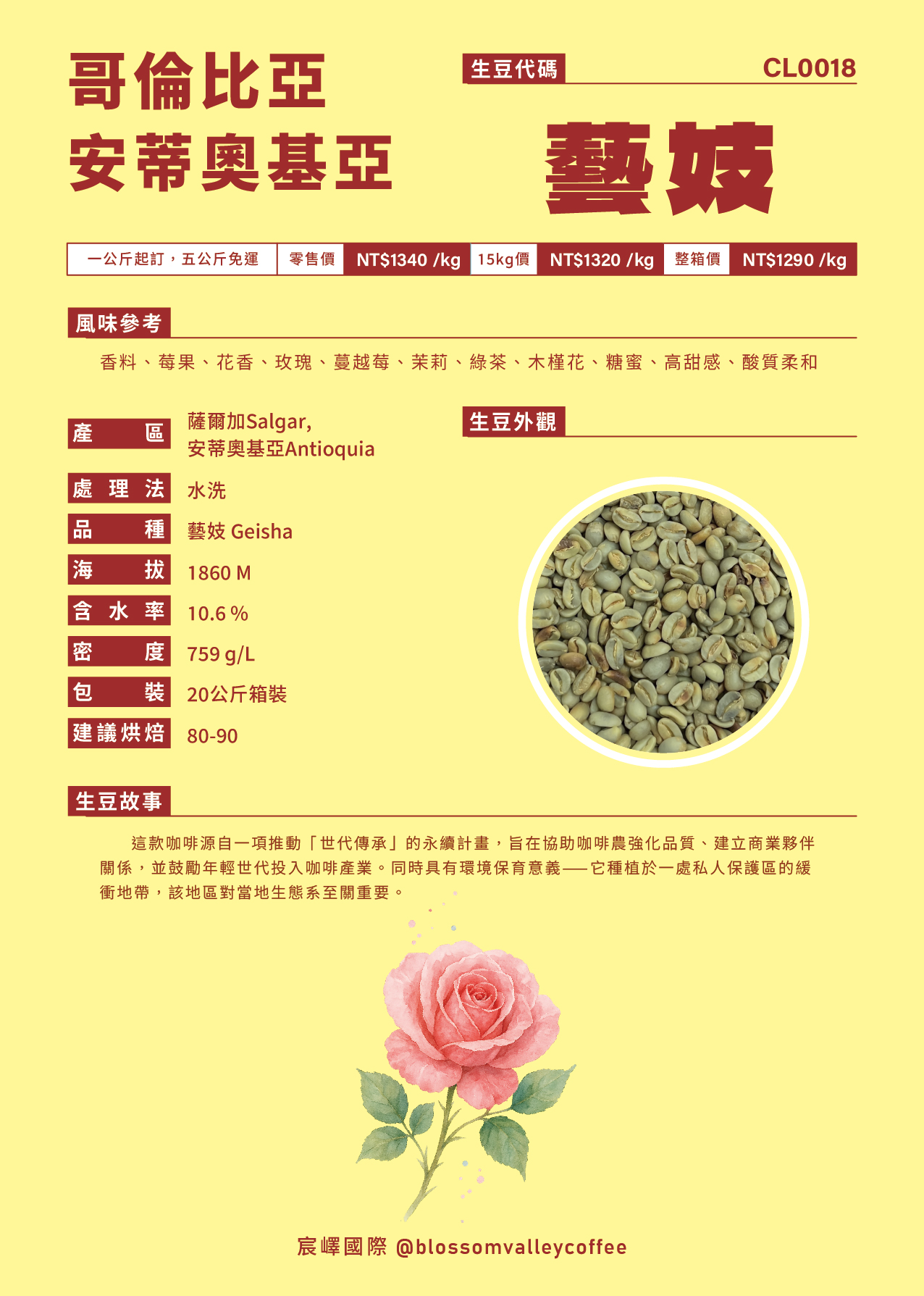 哥倫比亞 藝妓 水洗