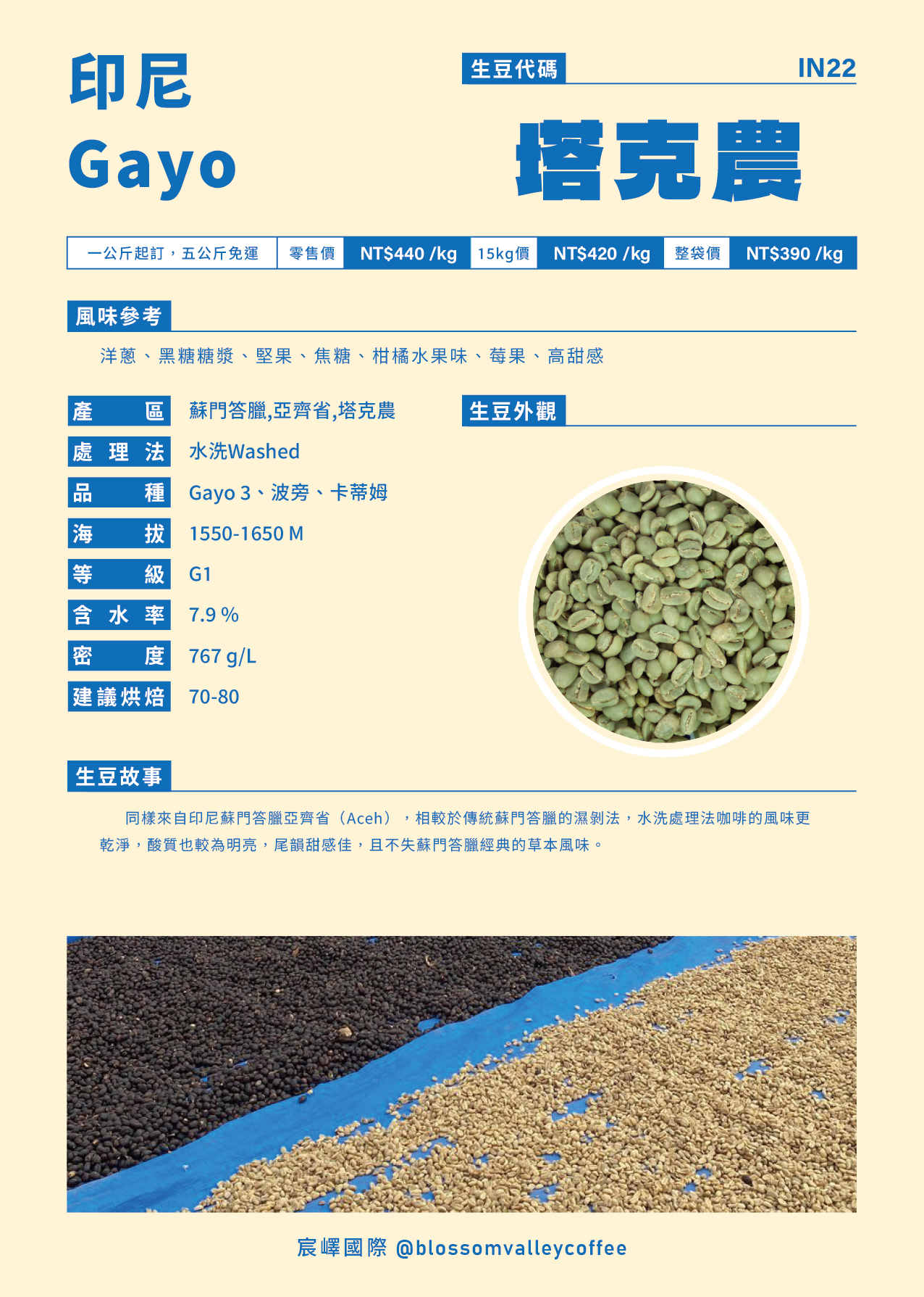 印尼 塔克農 Gayo 水洗